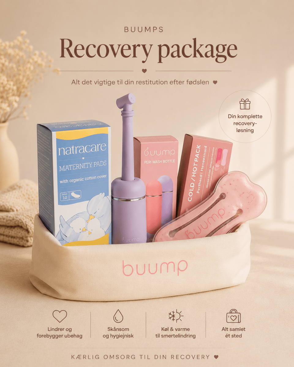 Basic recovery bundle med lilla skylleflaske – fødselspakke til efterfødsel - Buump - Efterfødselspakke - Buump