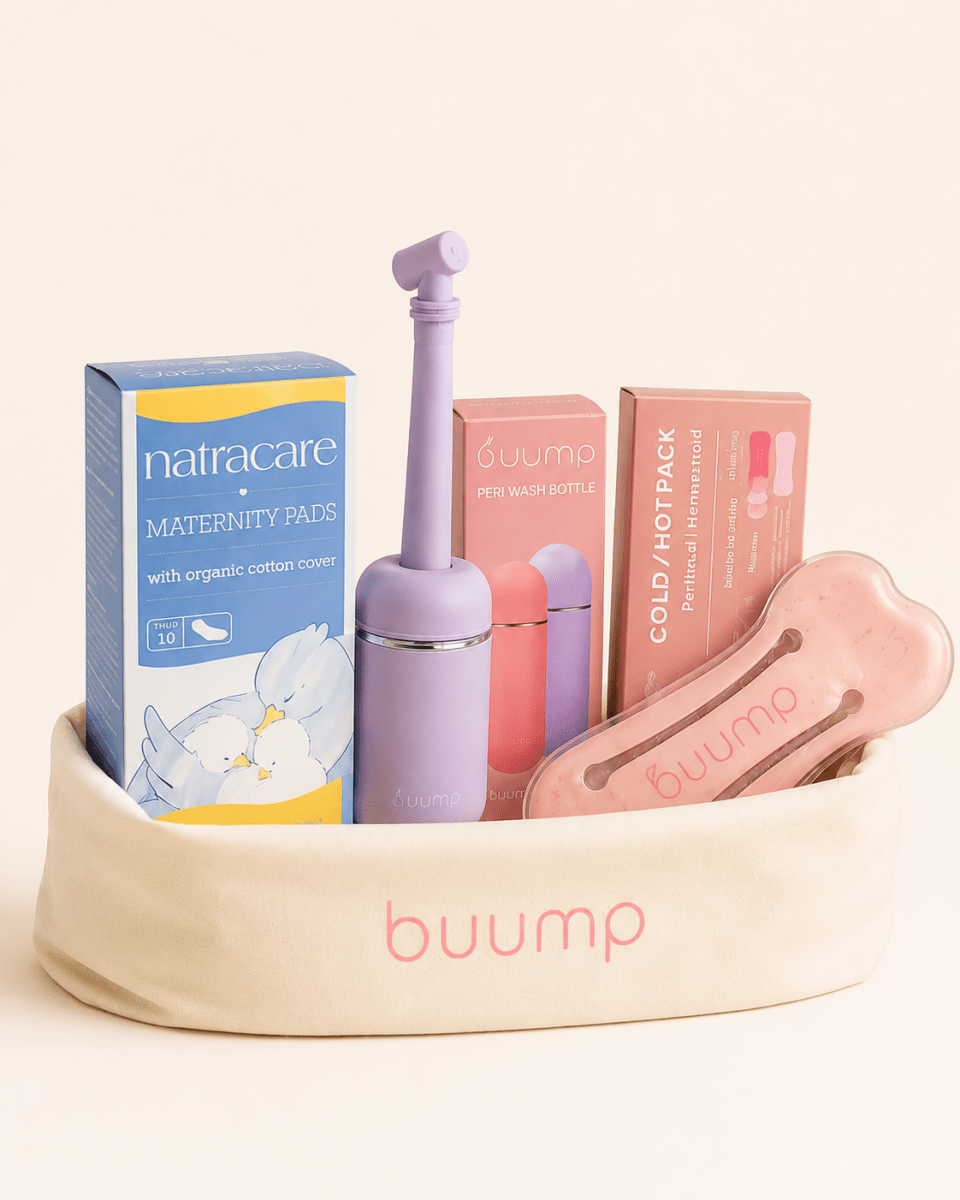 Basic recovery bundle med lilla skylleflaske – fødselspakke til efterfødsel - Buump - Efterfødselspakke - Buump