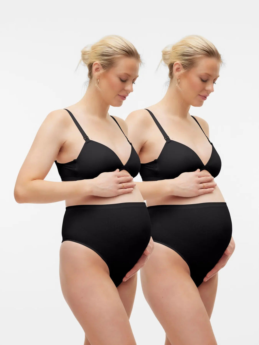 Mamalicious vente G - strengs - trusser, 2 - pak i sort økologisk bomuld, MLHEAL - Buump - Lingerie - Mamalicious