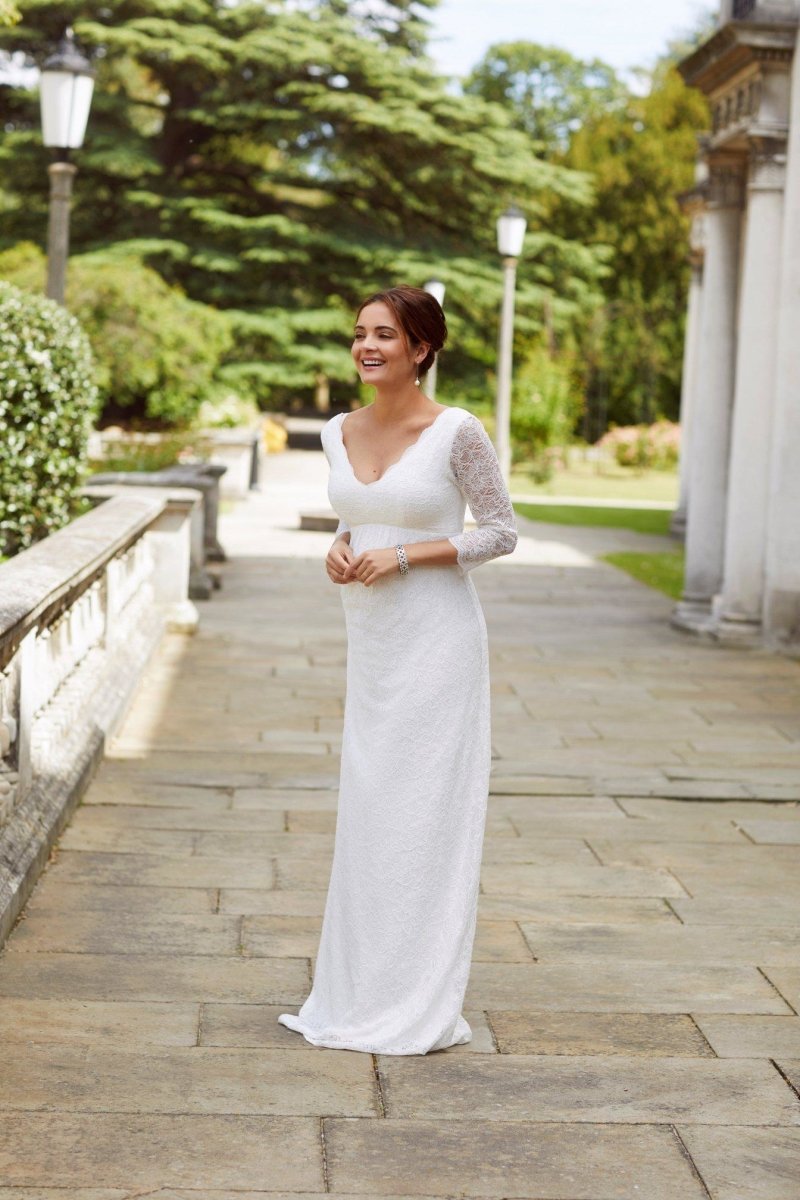 Chloe brudekjole til gravid fra Tiffany Rose i lang (elfenbensfarvet)#Tiffany RoseWedding dressBuump