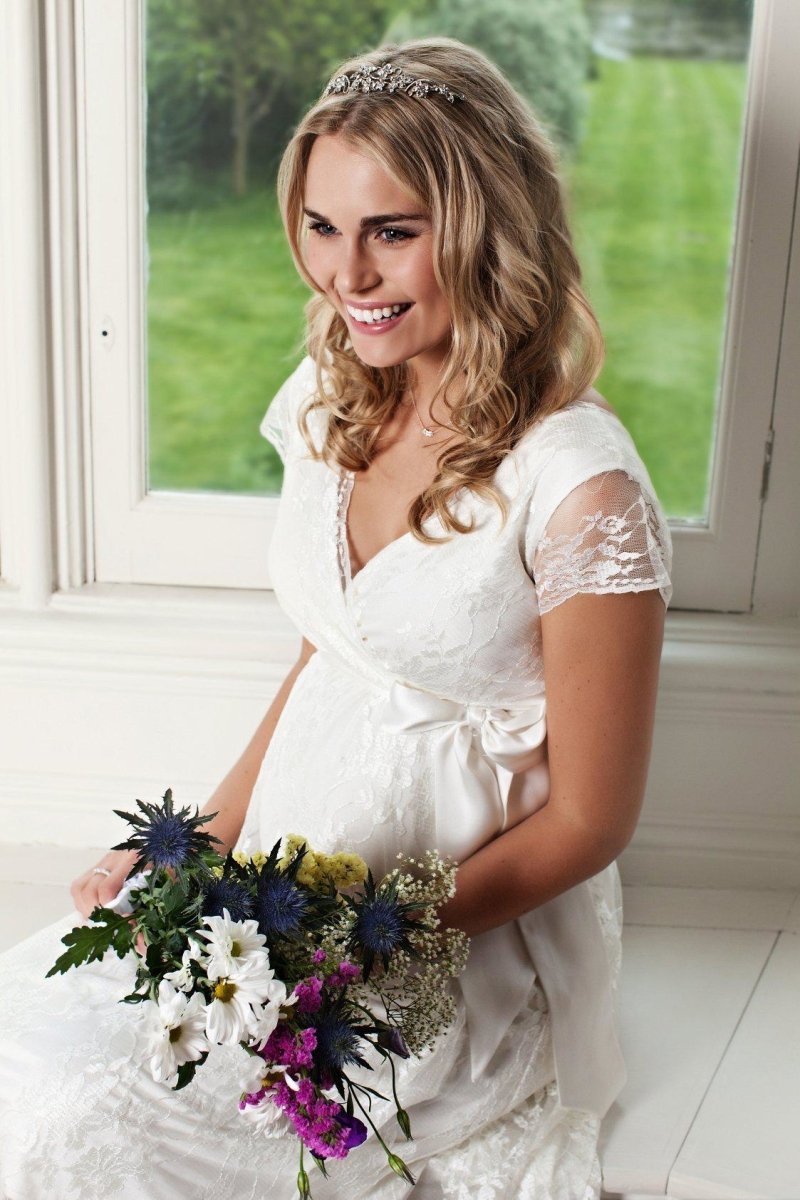 Eden brudekjole til gravid fra Tiffany Rose, kort (elfenbensfarvet)#Tiffany RoseWedding dressBuump