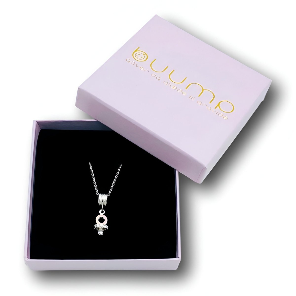 Halskæde med sut i sølv og pink med zirconia sten - Buump - Jewelry - Buump