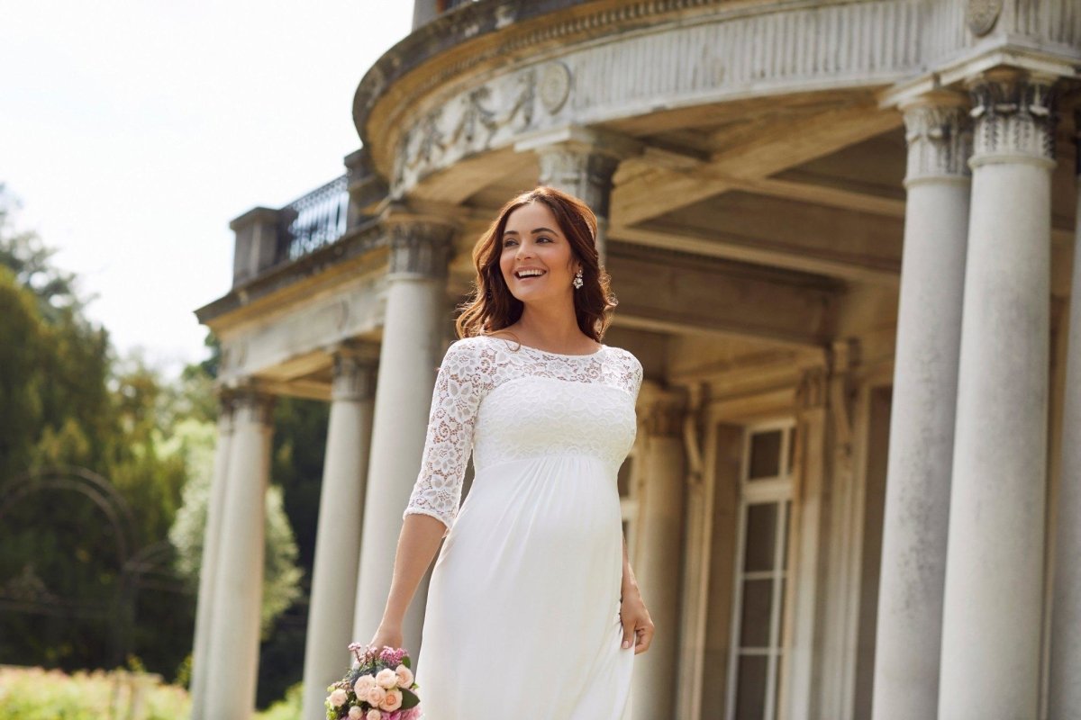 Lucia brudekjole til gravid fra Tiffany Rose (elfenbensfarvet)#Tiffany RoseWedding dressBuump