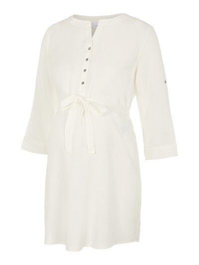 Mamalicious 3/4 ærmet vente tunika, Hvid viskose, MLMercy#MamaliciousShirtBuump