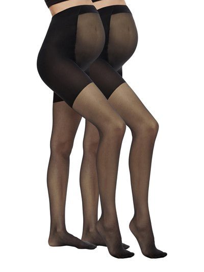 Mamalicious 2 par support graviditets strømpebukser i sort, MLSabrina#MamaliciousstockingsBuump