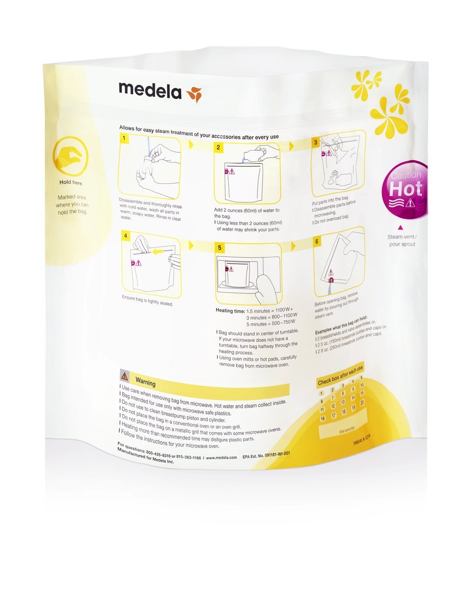Quick Clean sterilisationsposer til mikroovn, 5 stk., Medela#MedelaBreastfeedingBuump