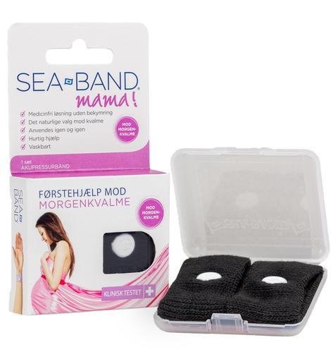 Sea-Band akupressurbånd mod graviditetskvalme i farven sort#Sea BandacupressureBuump